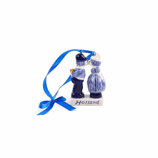 DELFT BLUE Dutch Kissing Couple Ornament